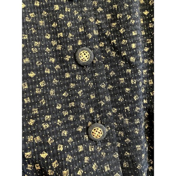 80s VINTAGE TORI ALEXANDER DRESSS BLACK SIZE 10 Button Down Short Sleeve MIDI - Picture 3 of 9